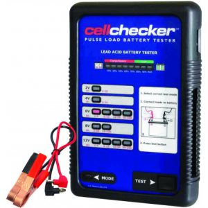BATTERY FUNCTION TESTER – Pulse load battery checker with plier type grips.